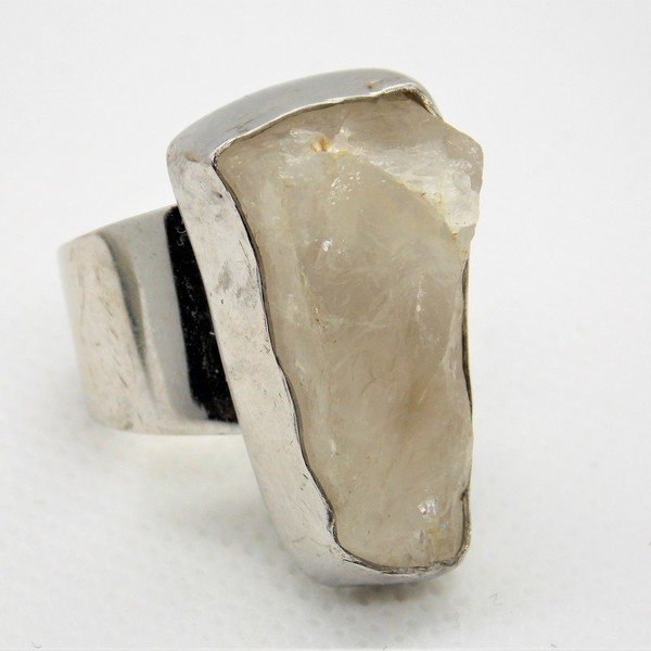 Δαχτυλίδι ασημένιο χειροποίητο με λευκό quartz. - statement, ημιπολύτιμες πέτρες, ασήμι 925, ασήμι 925, χειροποίητα, boho, ethnic, μεγάλα - 2