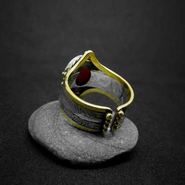 " Ruby passion" - Δαχτυλίδι από ασήμι 925, ορείχαλκο και Ρουμπίνι!χνβ - statement, ethnic, μέσης, αυξομειούμενα - 3