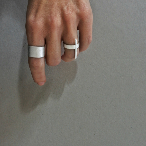 ○ cross | δαχτυλίδι από ασήμι 925 - statement, ασήμι, μοναδικό, μοντέρνο, ασήμι 925, ασήμι 925, σταυρός, δαχτυλίδι, γεωμετρικά σχέδια, minimal, rock - 3