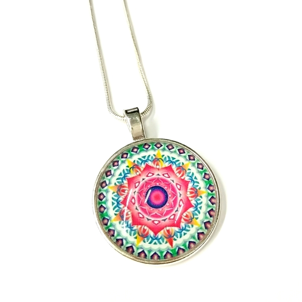 Mandala necklace - αλυσίδες, γυαλί, κολιέ, minimal