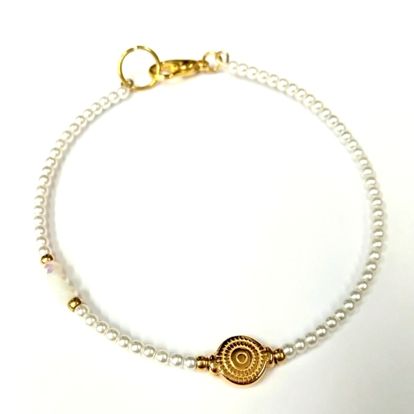 Little pearl bracelet - charms, κρύσταλλα, βραχιόλι, για όλες τις ώρες, minimal, λεπτό, μεταλλικά στοιχεία, πέρλες