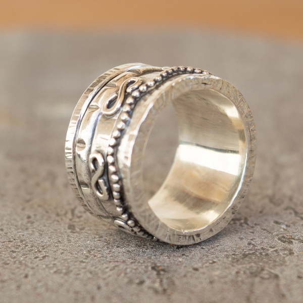 Ασημένιο unisex δαχτυλίδι spinner - statement, ασήμι, γυναικεία, ασήμι 925, ανδρικά, δώρο, δαχτυλίδι, χειροποίητα, unisex, μεγάλα, δώρα για άντρες, δώρα για γυναίκες - 4