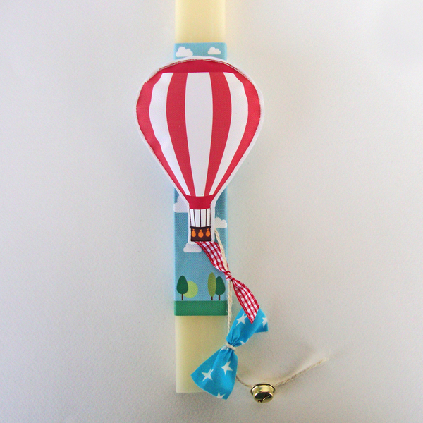 Προσωποποιημένη λαμπάδα "Αερόστατο" - αγόρι, λαμπάδες, όνομα - μονόγραμμα, αερόστατο, για παιδιά - 2