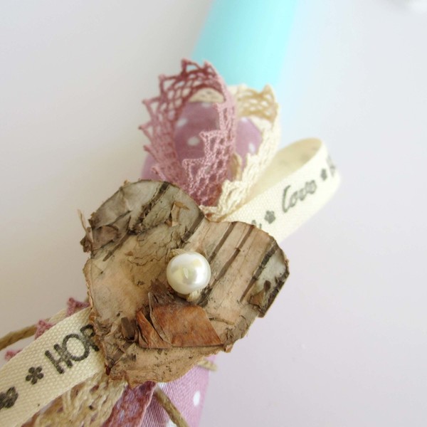 Αρωματική λαμπάδα "Romantic Illang" purple dot κυλινδρική 30cm - vintage, κορίτσι, romantic, αρωματικό, για εφήβους - 2