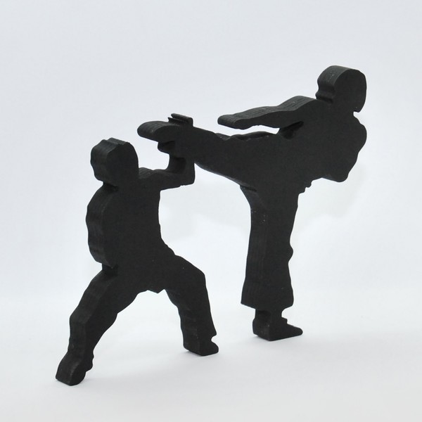 Karate silhouette - σπίτι, χειροποίητα, δωμάτιο, ξύλινο, ξύλινο, παιδικό δωμάτιο, πρωτότυπα δώρα, μινιατούρες φιγούρες - 2