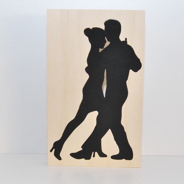 Dancing silhouette - ξύλο, δώρο, σπίτι, χειροποίητα, δώρα γάμου, δωμάτιο, ξύλινο, ξύλινο, παιδικό δωμάτιο, πρωτότυπα δώρα, μινιατούρες φιγούρες - 2