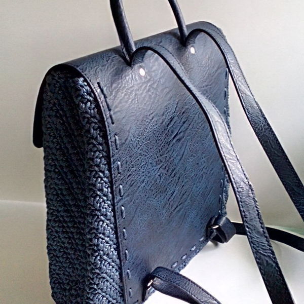 Χειροποίητο πλεκτό σακίδιο πλάτης (backpack) - chic, πλάτης, σακίδια πλάτης, all day, minimal, πλεκτές τσάντες - 2