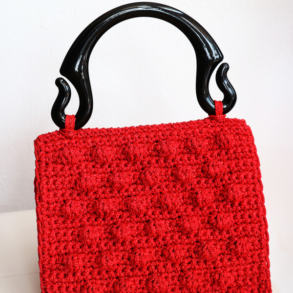 CROCHET RED BUBBLE BAG - βραδυνά, crochet, minimal, πλεκτές τσάντες