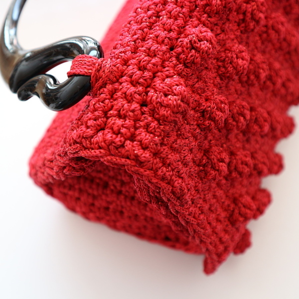 CROCHET RED BUBBLE BAG - βραδυνά, crochet, minimal, πλεκτές τσάντες - 2