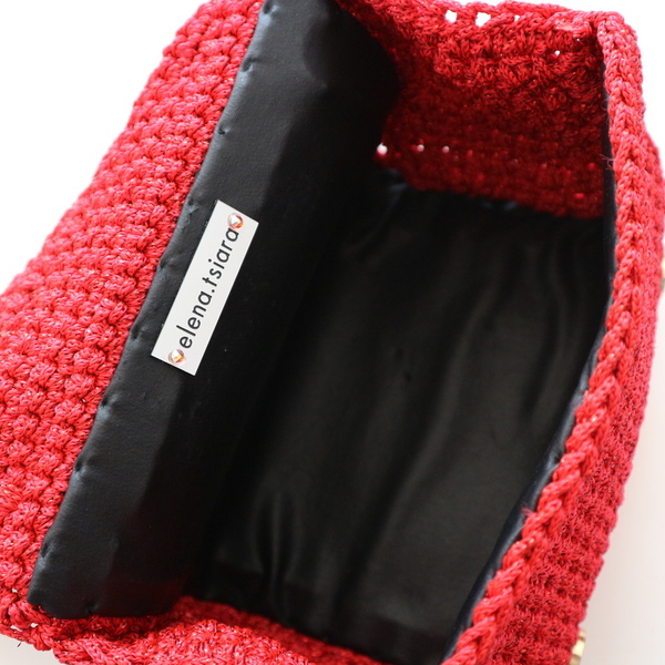 CROCHET RED BUBBLE BAG - βραδυνά, crochet, minimal, πλεκτές τσάντες - 3