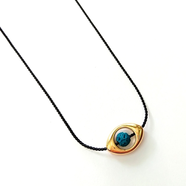 Blue eye choker - ημιπολύτιμες πέτρες, μοντέρνο, τσόκερ, μάτι, κοντό, romantic, minimal