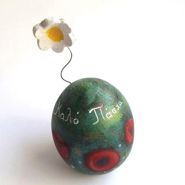 Ξύλινο Πασχαλινό Αυγό! - διακοσμητικό, μοναδικό, ανοιξιάτικο, δώρο, λουλούδια, αυγό - 2