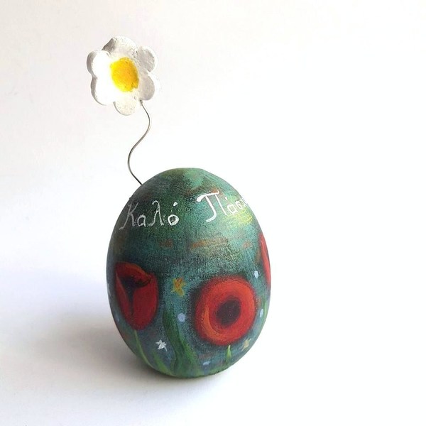 Ξύλινο Πασχαλινό Αυγό! - διακοσμητικό, μοναδικό, ανοιξιάτικο, δώρο, λουλούδια, αυγό - 3