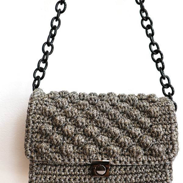 Πλεκτή τσάντα ώμου με αλυσίδα Dior - αλυσίδες, chic, χιαστί, crochet, κορδόνια, δερματίνη, πλεκτές τσάντες