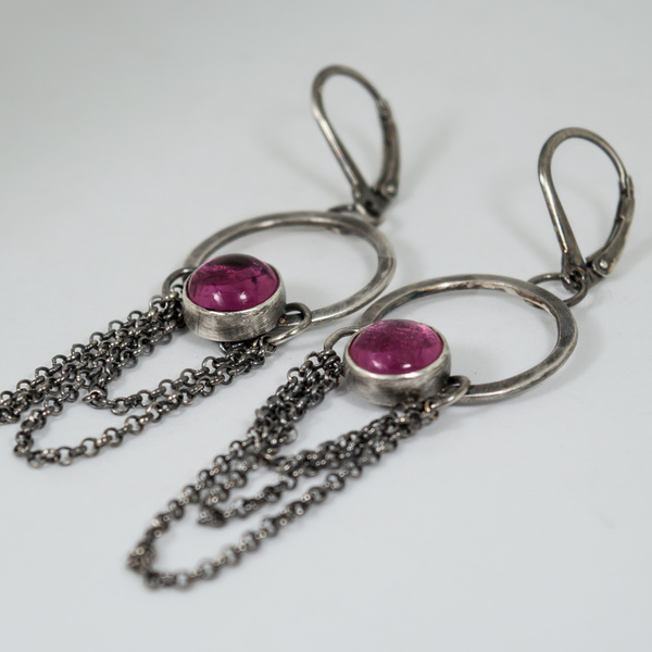Ασημένια σκουλαρίκια με Pink Quartz(Ροζ Χαλαζία) - statement, ασήμι, ημιπολύτιμες πέτρες, vintage, χειροποίητα, χειροποίητα σκουλαρίκια με πέρλε, romantic, boho, κρεμαστά, μεγάλα