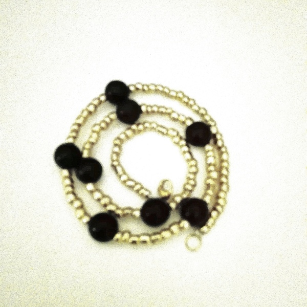 Κολιέ κοντό χρυσό με μαύρο - ημιπολύτιμες πέτρες, μοντέρνο, γυναικεία, κοντό, minimal, κοντά, boho - 3