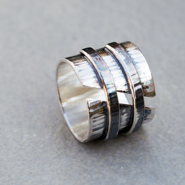 Ασημένιο μοντέρνο δαχτυλίδι - statement, ασήμι, μοντέρνο, ασήμι 925, δαχτυλίδι, minimal, unisex, σταθερά, μεγάλα - 5