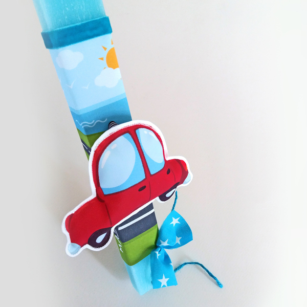 Προσωποποιημένη Λαμπάδα "Αυτοκινητάκι" - εκτύπωση, καμβάς, αγόρι, λαμπάδες, όνομα - μονόγραμμα, αυτοκινητάκια, personalised, αρωματικά κεριά, για παιδιά - 2