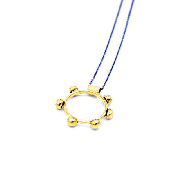 ''Golden Dots'' pendant - statement, ασήμι, μοντέρνο, επιχρυσωμένα, γεωμετρικά σχέδια, χειροποίητα, κοντό, minimal, rock, κρεμαστά