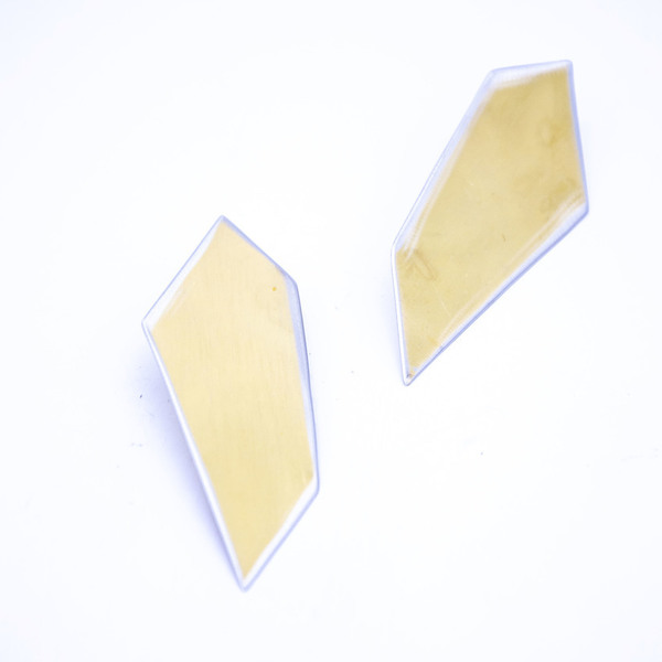 ''Gold Polygon'' stud earrings - statement, μοντέρνο, επιχρυσωμένα, αλπακάς, γεωμετρικά σχέδια, must αξεσουάρ, καρφωτά, rock