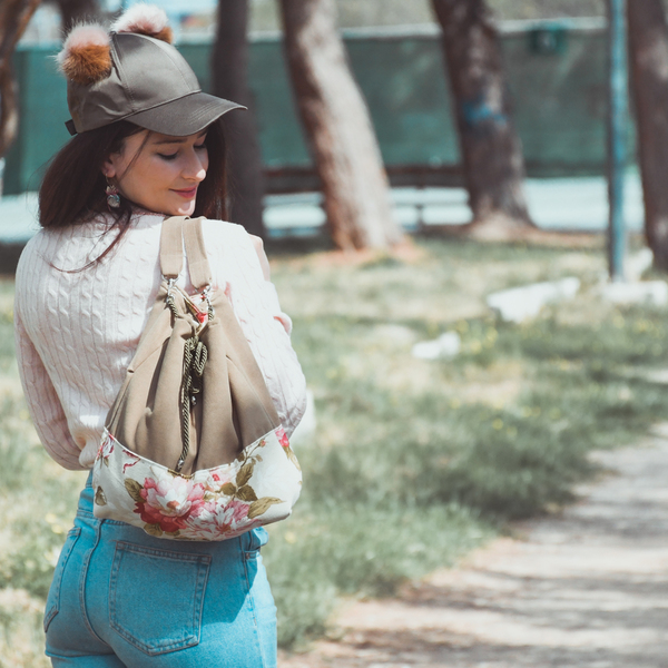 "Madeleine" backpack με floral λεπτομέρειες - πλάτης, romantic, all day - 4
