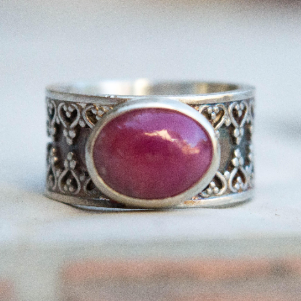 Ασημένιο δαχτυλίδι με Ρουμπίνι (ruby) - ασήμι, χειροποίητα, boho - 2