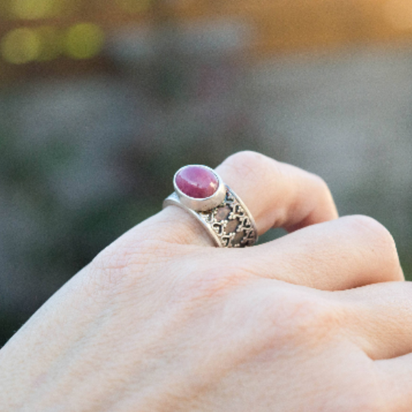 Ασημένιο δαχτυλίδι με Ρουμπίνι (ruby) - ασήμι, χειροποίητα, boho - 4