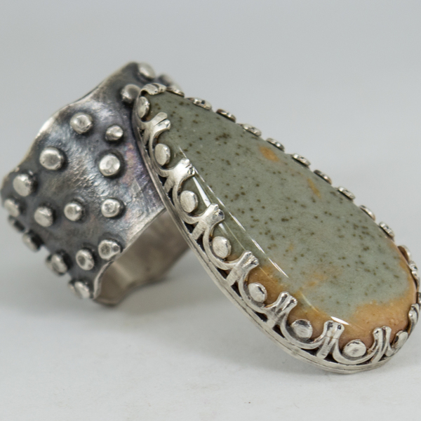Ασημένιο δαχτυλίδι με Royal Imperial Jasper (Ίασπις) - statement, ασήμι, ημιπολύτιμες πέτρες, handmade, βραδυνά, vintage, μοντέρνο, πέτρα, ασήμι 925, χειροποίητα, romantic, boho, ethnic, μεγάλα