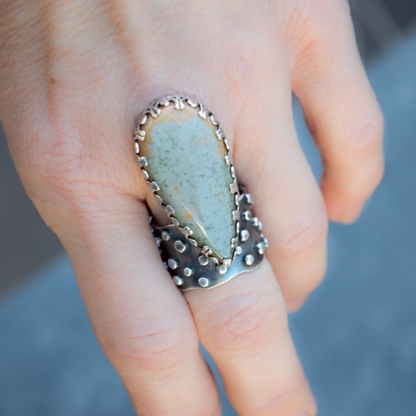 Ασημένιο δαχτυλίδι με Royal Imperial Jasper (Ίασπις) - statement, ασήμι, ημιπολύτιμες πέτρες, handmade, βραδυνά, vintage, μοντέρνο, πέτρα, ασήμι 925, χειροποίητα, romantic, boho, ethnic, μεγάλα - 5