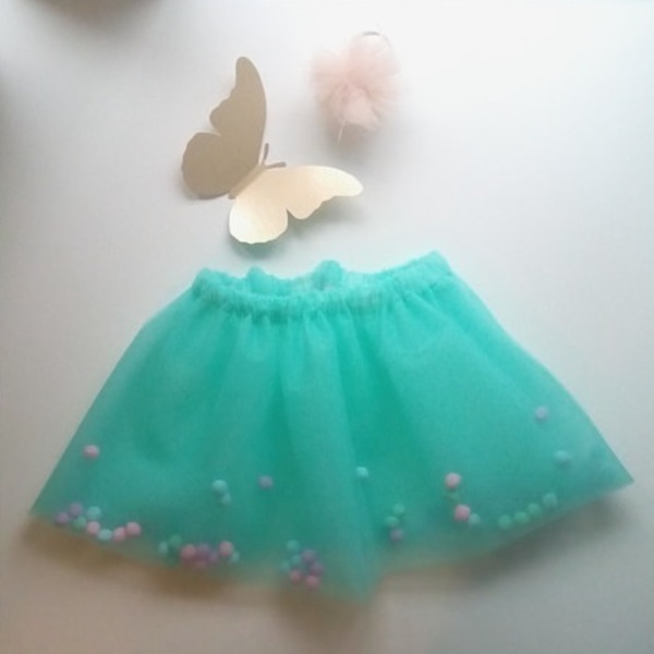 Τούλινη φούστα (tutu) - fashion, κορίτσι, pom pom, χειροποίητα, βρεφικά, για παιδιά, βρεφικά ρούχα, 1-2 ετών
