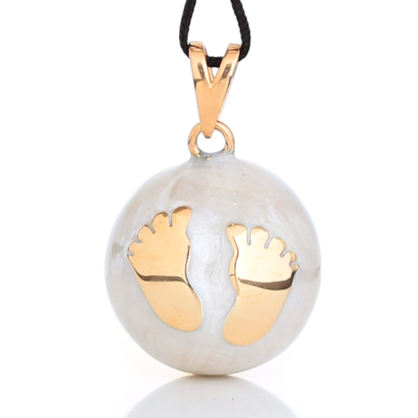 Χειροποίητο Κόσμημα εγκυμοσύνης Bola – White Pearl Gold Babyfeet - δώρο, κρεμαστά