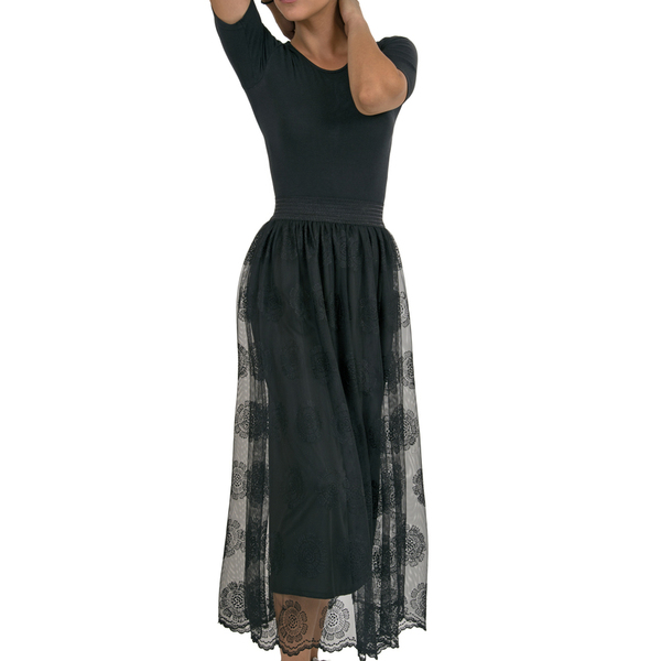 Φούστα Τούλινη μάξι μαύρη με κύκλους - βραδυνά, casual, για παιδιά, δώρα για γυναίκες