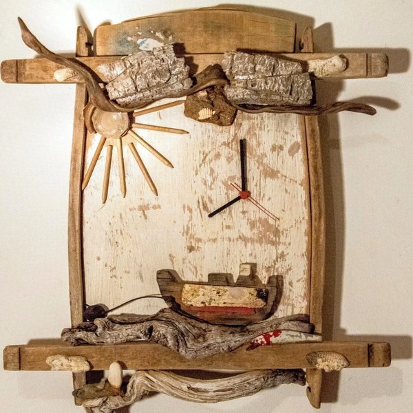 Ρολόι τοίχου - διακοσμητικό, ξύλο, ρολόι, επιτοίχιο, χειροποίητα, πρωτότυπα, καραβάκι, ξύλινα διακοσμητικά