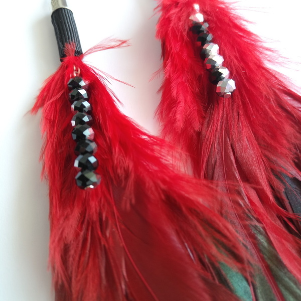 Σκουλαρίκια χειροποίητα με φτερά - μοντέρνο, φτερό, swarovski, ethnic, κρεμαστά - 3