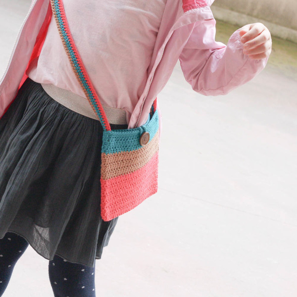 Πλεκτή βαμβακερή τσάντα για κορίτσια - κορίτσι, δώρο, crochet, βελονάκι, τσάντα, πλεκτή, για παιδιά, τσαντάκια - 4
