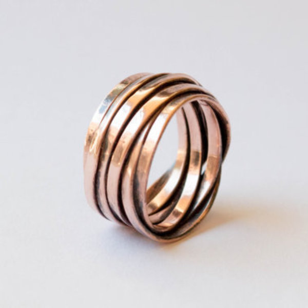 Χάλκινο wrap around δαχτυλίδι - statement, μοντέρνο, χαλκός, δαχτυλίδι, unisex