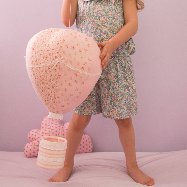 Κρεμαστό διακοσμητικό αερόστατο σε μεγάλο μέγεθος σε ρομαντικές ροζ αποχρώσεις - διακοσμητικό, κορίτσι, αερόστατο, δώρα για βάπτιση, μόμπιλε - 2