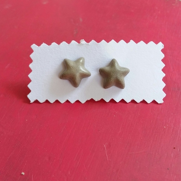 Mini καρφωτα σκουλαρικια αστερια απο τσιμεντο - statement, μοντέρνο, τσιμέντο, minimal, καρφωτά, rock - 3
