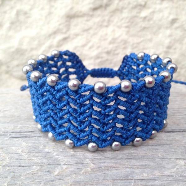 Makrame lace bracelet. - ημιπολύτιμες πέτρες, μοντέρνο, μακραμέ, κορδόνια, romantic, personalised, φαρδιά - 2