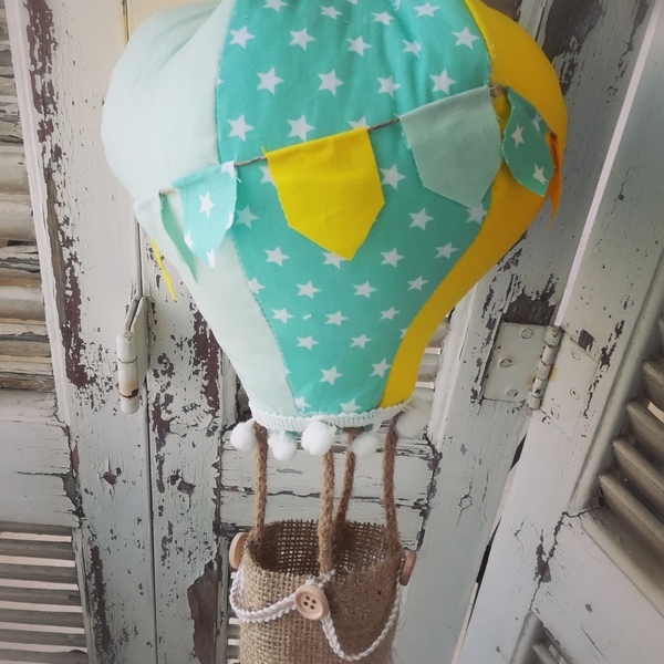 Διακοσμητικό δωμάτιου "αερόστατο 3D" - διακοσμητικό, αγόρι, αερόστατο, δώρα για βάπτιση, παιδικό δωμάτιο, κρεμαστά