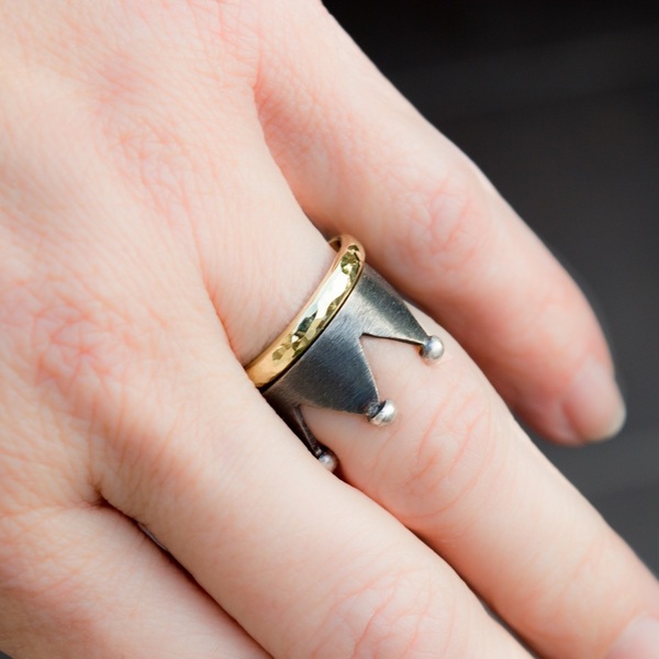 Δαχτυλίδι Κορώνα - statement, ασήμι, handmade, μοντέρνο, ορείχαλκος, ασήμι 925, κορώνα, δαχτυλίδι, χειροποίητα, minimal, μεγάλα - 3