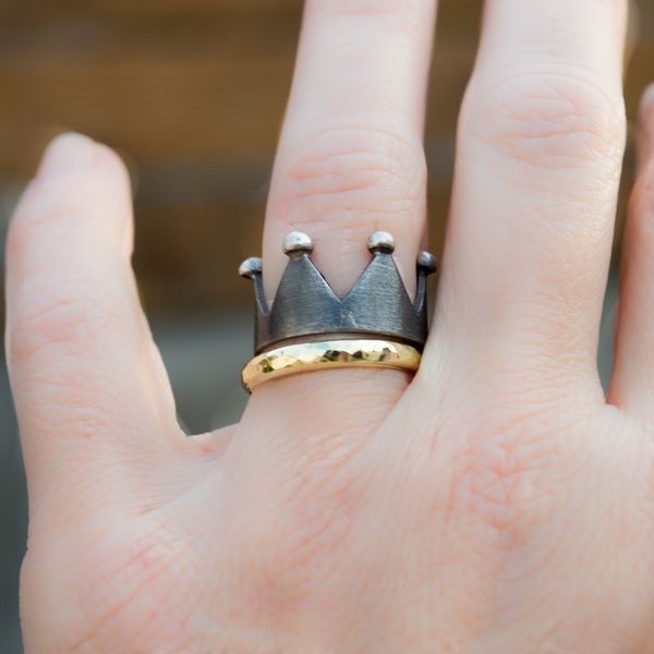 Δαχτυλίδι Κορώνα - statement, ασήμι, handmade, μοντέρνο, ορείχαλκος, ασήμι 925, κορώνα, δαχτυλίδι, χειροποίητα, minimal, μεγάλα - 5