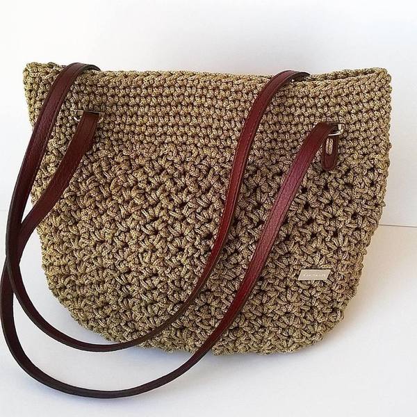 Τσάντα ώμου - chic, crochet, χειροποίητα, μεγάλες, all day, must, πλεκτές τσάντες - 2
