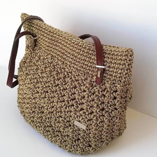 Τσάντα ώμου - chic, crochet, χειροποίητα, μεγάλες, all day, must, πλεκτές τσάντες - 3