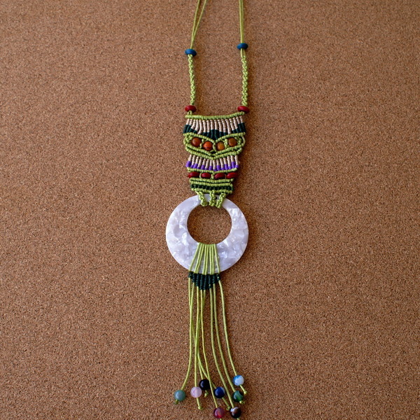 Hippy necklace - ημιπολύτιμες πέτρες, ιδιαίτερο, μακραμέ, κορδόνια, κρίκοι, χάντρες, εντυπωσιακό, romantic, boho, ethnic, αυξομειούμενα - 2
