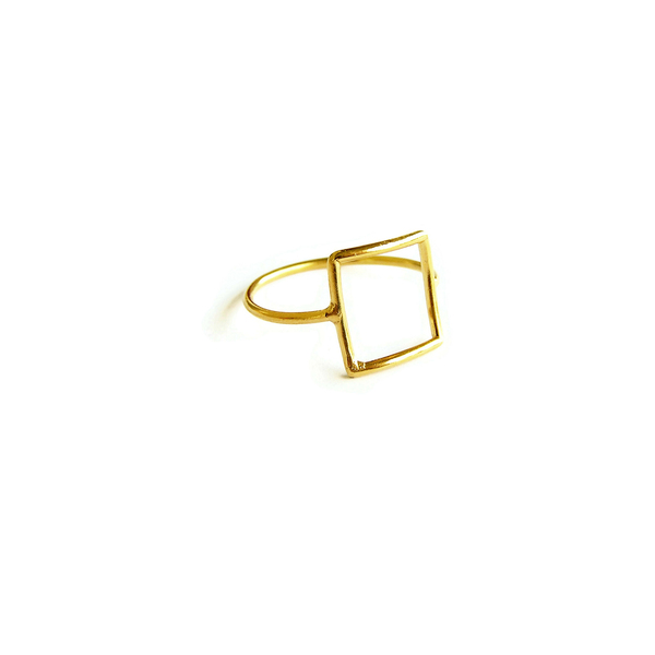 Δαχτυλίδι μίνιμαλ "square ring" - επιχρυσωμένα, ασήμι 925, δώρο, δαχτυλίδι, γεωμετρικά σχέδια, χειροποίητα, minimal, μικρά, gift, σταθερά, επιχρύσωση 14κ, Black Friday, δώρα για γυναίκες