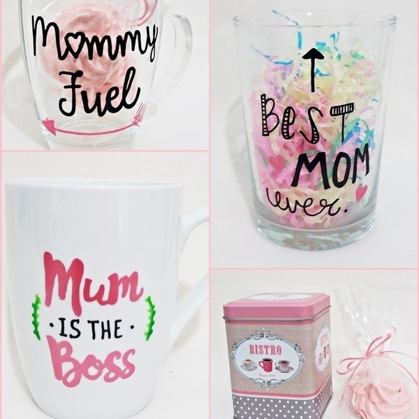 Gift Box for Mothers Day "Best Mom Ever" - γυαλί, ζωγραφισμένα στο χέρι, δωράκι, personalised, σετ, κούπες & φλυτζάνια, πρωτότυπα δώρα, γιορτή της μητέρας - 4