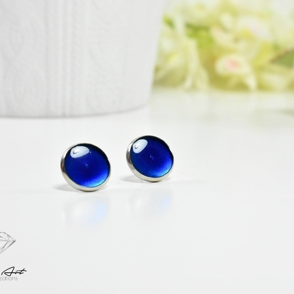 Into the blue | Stud earrings | Candies - γυαλί, γυαλί, μοναδικό, μοντέρνο, σμάλτος, σμάλτος, minimal, καρφωτά - 2