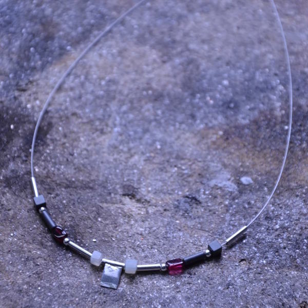 ''Geometric1'' minimalistic style necklace - statement, ασήμι, ημιπολύτιμες πέτρες, charms, μοντέρνο, γεωμετρικά σχέδια, κοντό, minimal, κοντά, unisex, rock, κρεμαστά, κύβος - 3