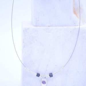 ''Geometric2'' minimalistic style necklace - ασήμι, ημιπολύτιμες πέτρες, charms, μοντέρνο, γεωμετρικά σχέδια, κοντό, minimal, κοντά, personalised, unisex, rock, κρεμαστά, Black Friday - 2